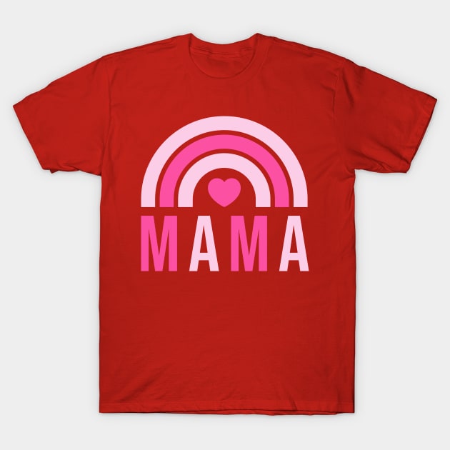 Mom and Daughter Matching Valentines Day Mama Mini Rainbow Heart T-Shirt by PodDesignShop